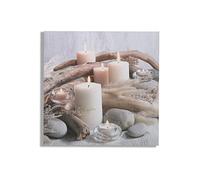 Art for the home Toile à LED Bougies de bord de mer 60 x 60cm Gris, beige | Decoration Murale, Decoration Salon