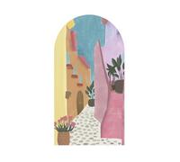 Art For The Home Toile en forme d'arche Impressions du Sud 54 x 100cm Rose, jaune, abricot, bleu azur