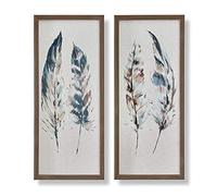 Art For The Home Wall Art Lot de 2 toiles encadrées avec plumes peintes pour la maison