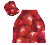 Art Fraise Rouge Housse de Canopée pour Poussette,Siège de Voiture pour Bébé Dais Siège Auto Couverture D'Allaitement Pare-Soleil Respirant Extensible pour Bébé