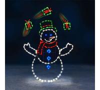 Art Funny Snowman Light with Frame Christmas Decorations Animated Snowman Snowball Fight Active Light for Yard Garden Patio Outdoor Decor (Color : A) (B)