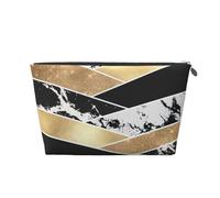 Art géométrique Moderne en marbre doré Noir Blanc pailleté, Trousse de Toilette Trousse de Maquillage Sac à cosmétiques Trousse de Toilette de Voyage Portable