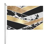 Art géométrique moderne en marbre pailleté doré, noir et blanc,Drapeau de jardin, bannière décorative, drapeau double face, 2 x 3 pieds, pour extérieur et intérieur