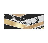 Art géométrique Moderne en marbre pailleté doré, Noir et Blanc,Grand Tapis de Souris pour Bureau, Clavier d'ordinateur, avec Base en Caoutchouc antidérapante, 30 x 80 cm
