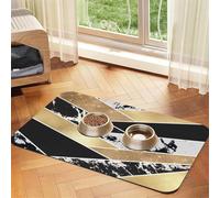 Art géométrique Moderne en marbre pailleté doré, Noir et Blanc,Tapis d'alimentation pour Animaux de Compagnie, Sets de Table en Cuir PU pour Chats et Chiens,30x45cm