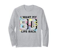 Art géométrique rétro « I Want My 80s Life Back » Manche Longue