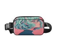 Art Girls Sac banane mignon rose clair pour homme et femme Grande capacité Portefeuille de voyage avec sangle réglable pour voyage, shopping, course à pied, Poisson de combat esthétique, 1 size