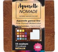 ART & GO Mini Palette Aquarelle Semi-Humide - 15 couleurs métalliques