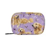 Art Golden Retriever Sacs à pilules violets pour médicaments avec compartiments amovibles amovibles Organiseur de voyage pour sac à main