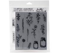 Art Gone Wild Tim Holtz Fleur Pot Ensemble de tampons en Caoutchouc étirable, Multicolore