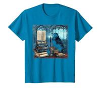 Art gothique corbeau assis sur une pile de vieux livres T-Shirt