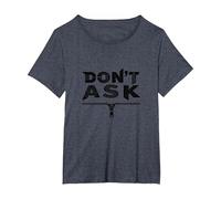 Art Graphique à Fermeture éclair Don't Ask Typography T-Shirt, Femme Grandes Tailles, Bleu Chiné, 6X