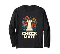 Art Graphique Amusant Check Mate Chess Flower Manche Longue