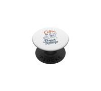 Art Graphique Café et bouledogues français Amoureux des Chiens PopSockets PopGrip Adhésif