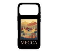 Art Graphique de Voyage rétro avec Horizon du désert de la Mecque Arabie Saoudite Coque pour iPhone 17 Pro Max