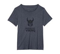 Art Graphique du Casque de Guerrier Viking Moderne T-Shirt, Femme Grandes Tailles, Bleu Chiné, 5X
