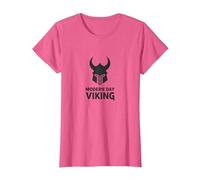 Art Graphique du Casque de Guerrier Viking Moderne T-Shirt, Femme, Rose Chiné, L