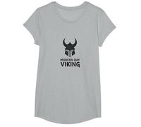 Art Graphique du Casque de Guerrier Viking Moderne T-Shirt, Fille, Gris Chiné, L