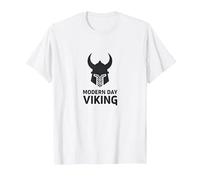 Art Graphique du Casque de Guerrier Viking Moderne T-Shirt, Homme, Blanc, S
