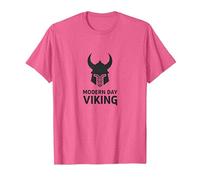 Art Graphique du Casque de Guerrier Viking Moderne T-Shirt, Homme, Rose Chiné, L