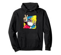 Art Graphique du Père Noël Double Paix Rétro Pop Personnage Sweat à Capuche