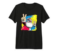 Art Graphique du Père Noël Double Paix Rétro Pop Personnage T-Shirt Haut de Gamme
