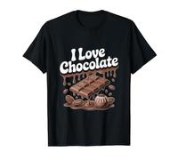 Art Graphique I Love Chocolate Enthusiast T-Shirt Graphique avec Valeur, Homme, Noir, XL