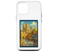 Art graphique rétro vintage York North Yorkshire Angleterre Royaume-Uni Coque pour iPhone 12/12 Pro