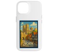 Art graphique rétro vintage York North Yorkshire Angleterre Royaume-Uni Coque pour iPhone 14