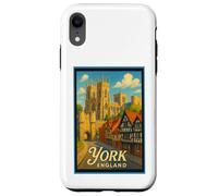 Art graphique rétro vintage York North Yorkshire Angleterre Royaume-Uni Coque pour iPhone XR