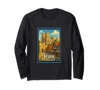 Art graphique rétro vintage York North Yorkshire Angleterre Royaume-Uni Manche Longue