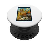 Art graphique rétro vintage York North Yorkshire Angleterre Royaume-Uni PopSockets PopGrip Adhésif