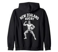 Art Graphique Vieilli du Rugby néo-zélandais - Guerrier Haka Maori Sweat à Capuche