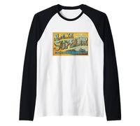 Art Graphique Vintage des années 50 sur Le lac Supérieur des Grands Lacs Manche Raglan
