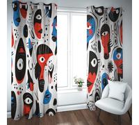 Art Grotesque drôle Rideaux occultants pour Chambre Abstraits Visages colorés Rideaux de fenêtre thermiquement isolés imprimés Assombrissement de la pièce 2 Panneaux (W245xL300cm chacun)