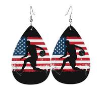 Art Grunge Représentant Un Joueur De Basketball Avec Un Drapeau Américain Patriotique Et Un Style Grunge Boucle D'Oreille Double Face Boucles D'Oreilles En Cuir Légères Pendantes En Cuir Femme