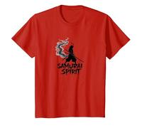 Art Guerrier Japonais Samouraï Spirit pour Homme T-Shirt, Enfant, Rouge, 3 Ans