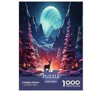 Art Hivernal du Renne Puzzles Cervidae 1000 Pièces Adultes Cadeaux d'anniversaire pour Noël Jeux Éducatifs Décoration Intérieure Family Games Relaxation Et Sagesse 70x50cm/1000pcs