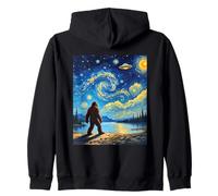 Art inspiré de Van Gogh Bigfoot regardant Un OVNI Alien Nuit étoilée Sweat à Capuche