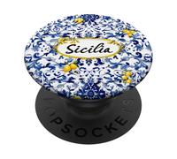 Art Italien majolique Bleu Citron Sicile PopSockets PopGrip Adhésif