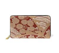 Art Japon Fleur Portefeuille Zipper Long Bourse en Cuir Véritable avec Titulaire de la Carte de Crédit pour Téléphone Femmes Fille Hommes