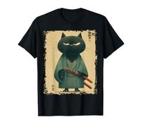 Art Japonais Chat Ninja Ukiyo-e Anime Style Samouraï Chat T-Shirt
