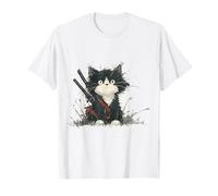 Art Japonais Chat Ramen Ninja Ukiyo-e Anime Style Samouraï T-Shirt