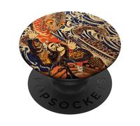 Art Japonais Combattre Un Lézard Géant Salamandre Samouraï PopSockets PopGrip Adhésif