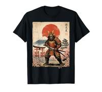 Art Japonais de l'ukiyo-e Gorilla Samurai Warrior avec Le Mont Fuji T-Shirt