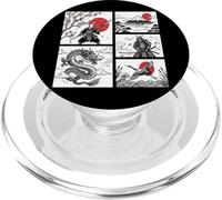 Art Japonais Japon Grue Mont Fuji Esthétique Graphisme PopSockets PopGrip pour MagSafe