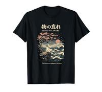Art Japonais Mono No Aware en Fleurs de Cerisier et Vagues de l'océan T-Shirt