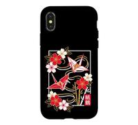 Art Japonais Origami Cygne et Fleur Coque pour iPhone X/XS