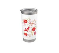 Art japonais origami cygne et fleur Gobelet isotherme en acier inoxydable double paroi