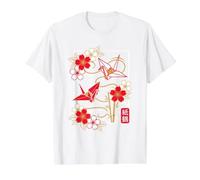Art Japonais Origami Cygne et Fleur T-Shirt Graphique avec Valeur